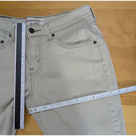 Vtg Levi Strauss Beige Stretch Bootcut Mid Rise Denim Jeans 30w 30L E2 Y2K Boho - Picture 8 of 8